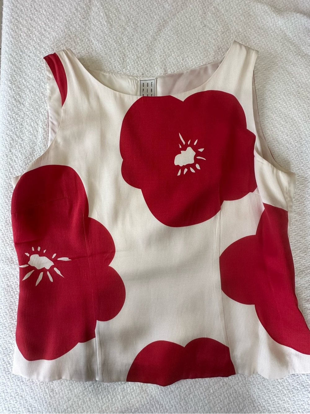 Red Floral Silk Blend Sleeveless Top Size 14